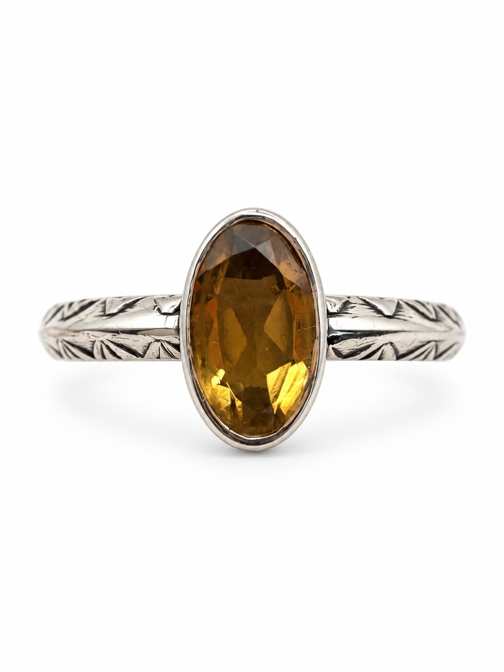 Citrine Elongated Oval Ring (S925)
